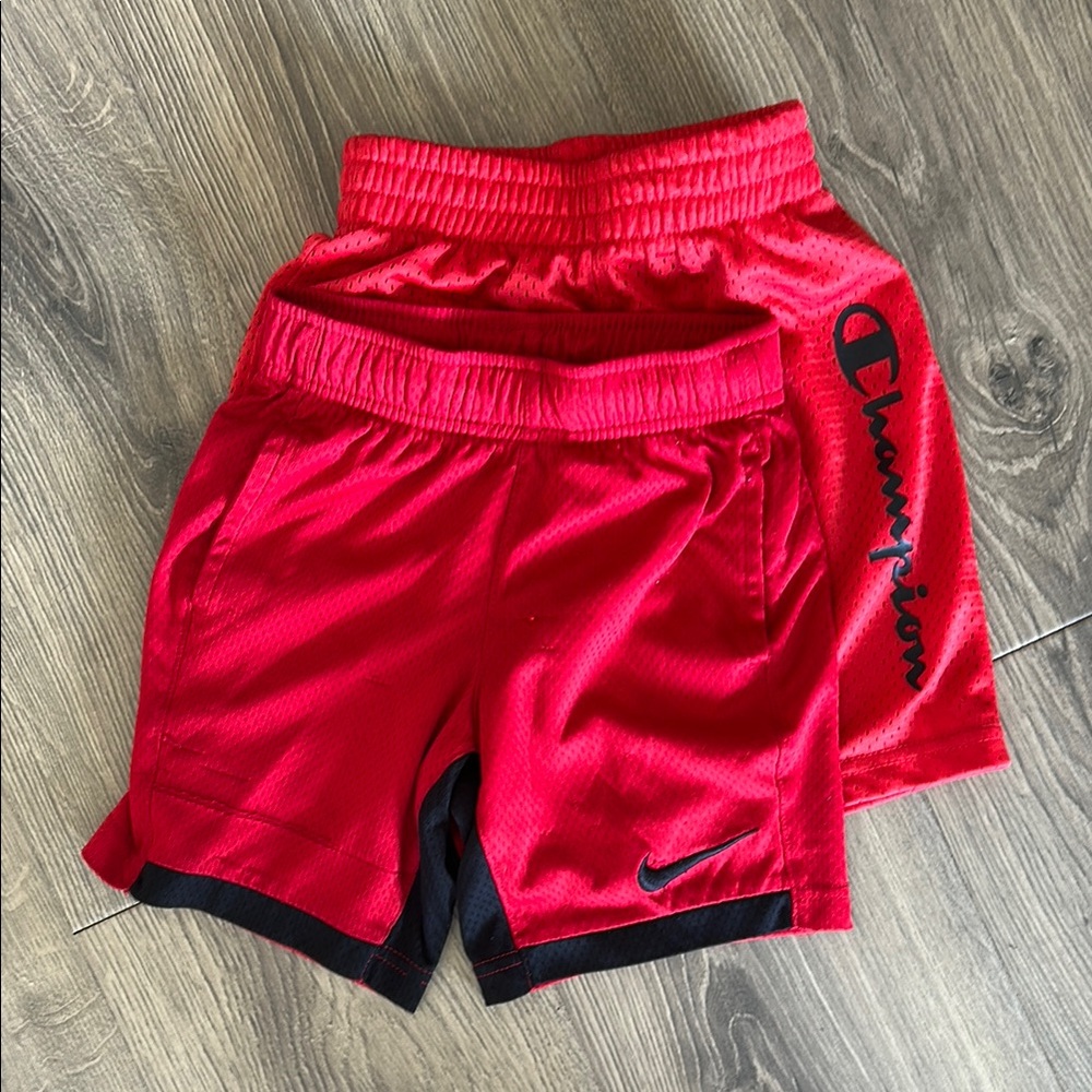 Champion and Nike Kids Red Shorts Set